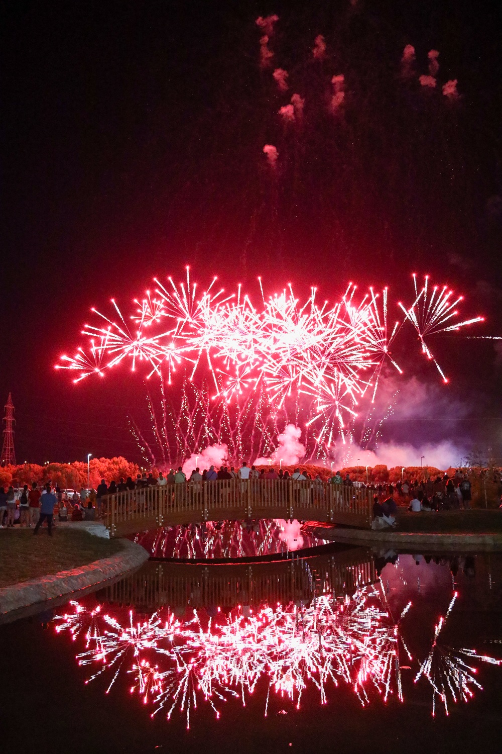 Gran número de personas vieron los fuegos artificiales el año pasado desde el Parque Ferial