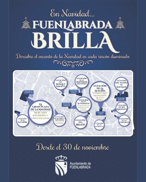 Mapa con el recorrido de la iluminación de calles en Navidad