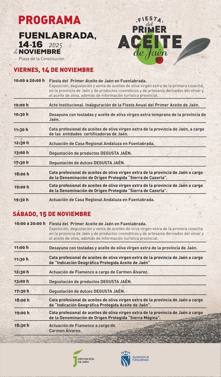 Programa del viernes 14 y el sábado 15