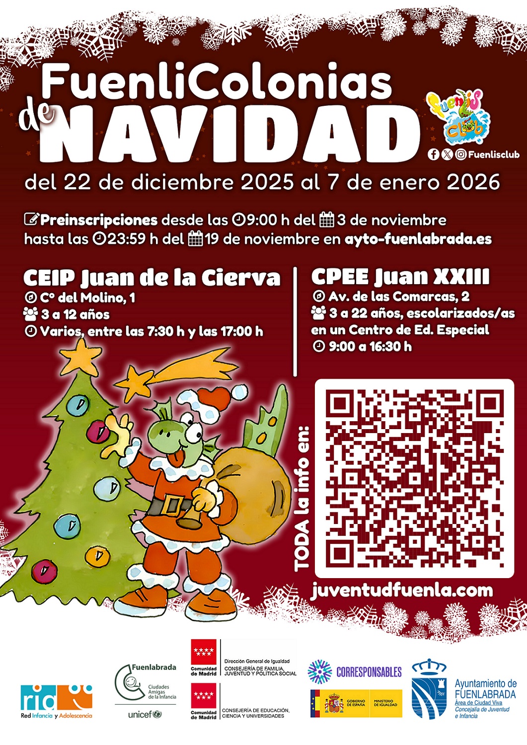 Cartel de las Fuenlicolonias de Navidad