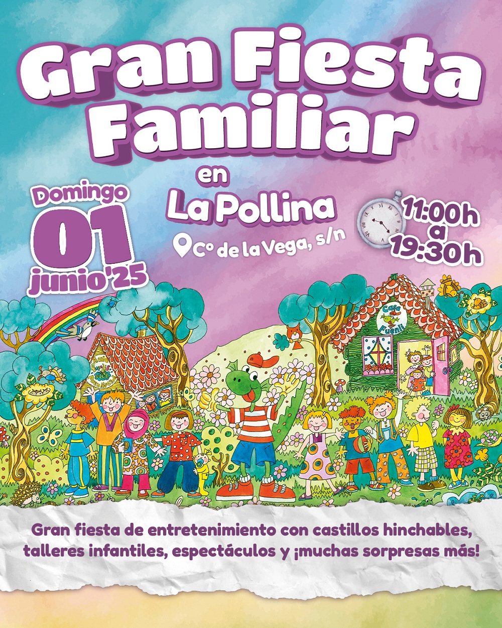 Cartel de la Fiesta Familiar en La Pollina 2025