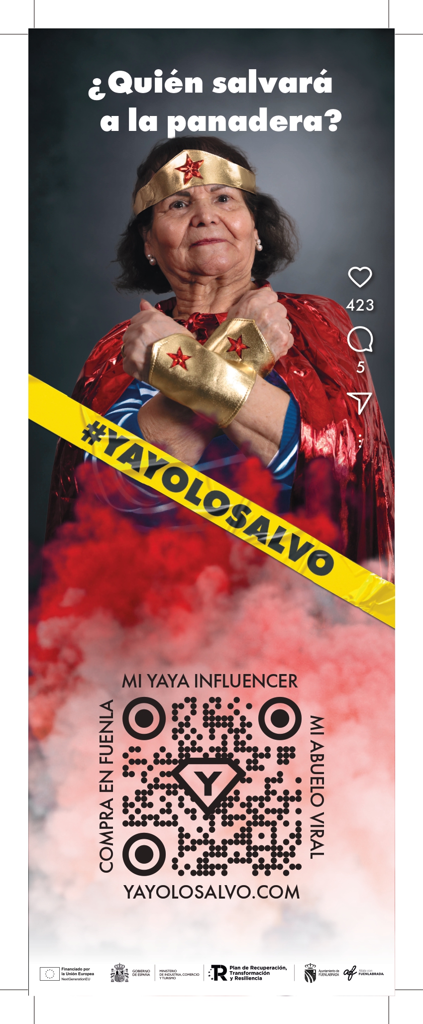 Imagen del cartel de la campaña con una mujer mayor vestida de superheroína