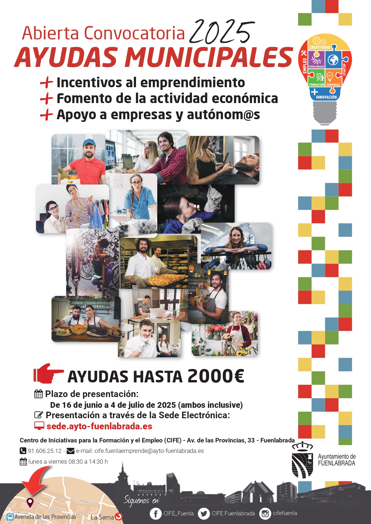 Cartel con información sobre las ayudas