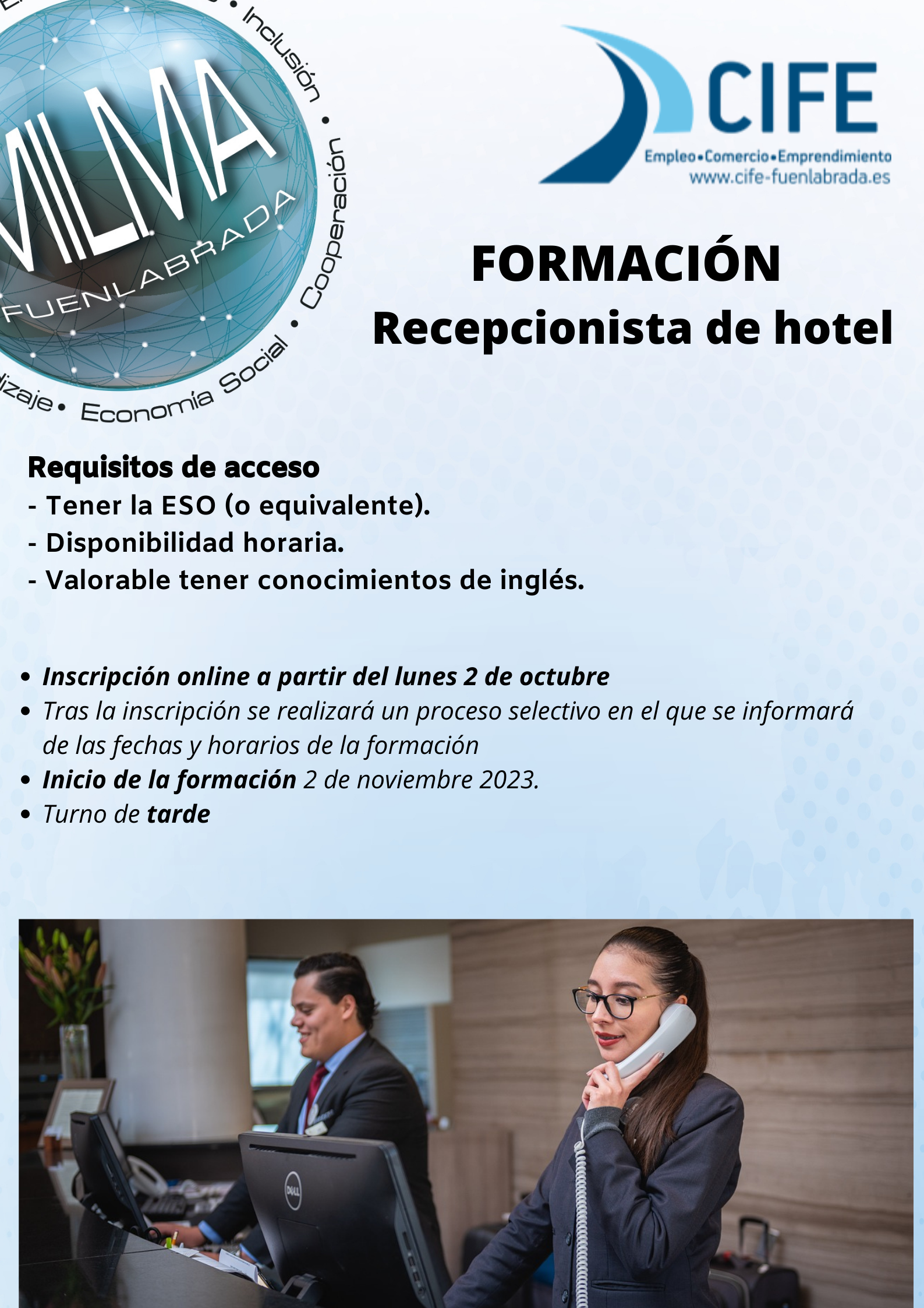 El CIFE pone en marcha un curso de recepcionista de hotel