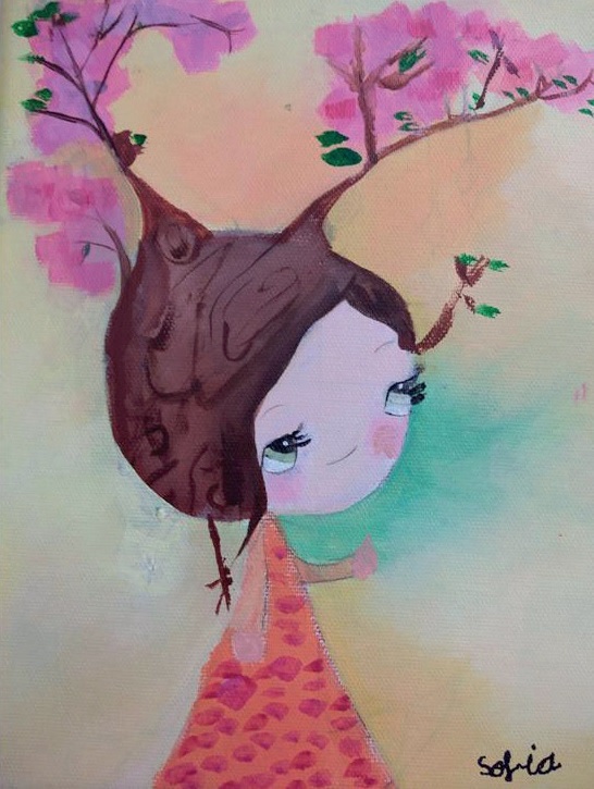 Obra de una niña participante en el concurso de pintura