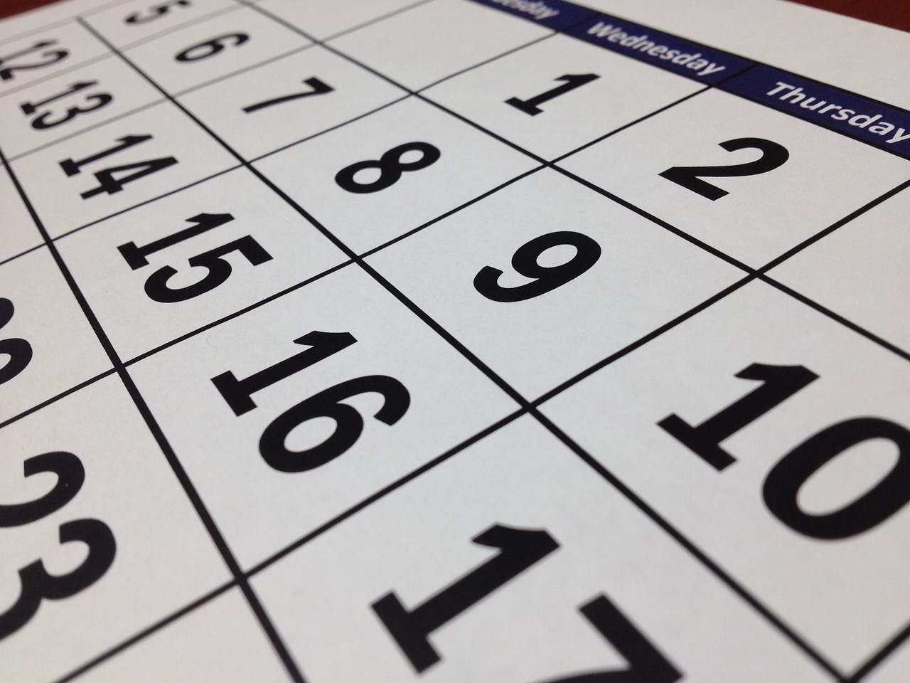 Imagen de un calendario
