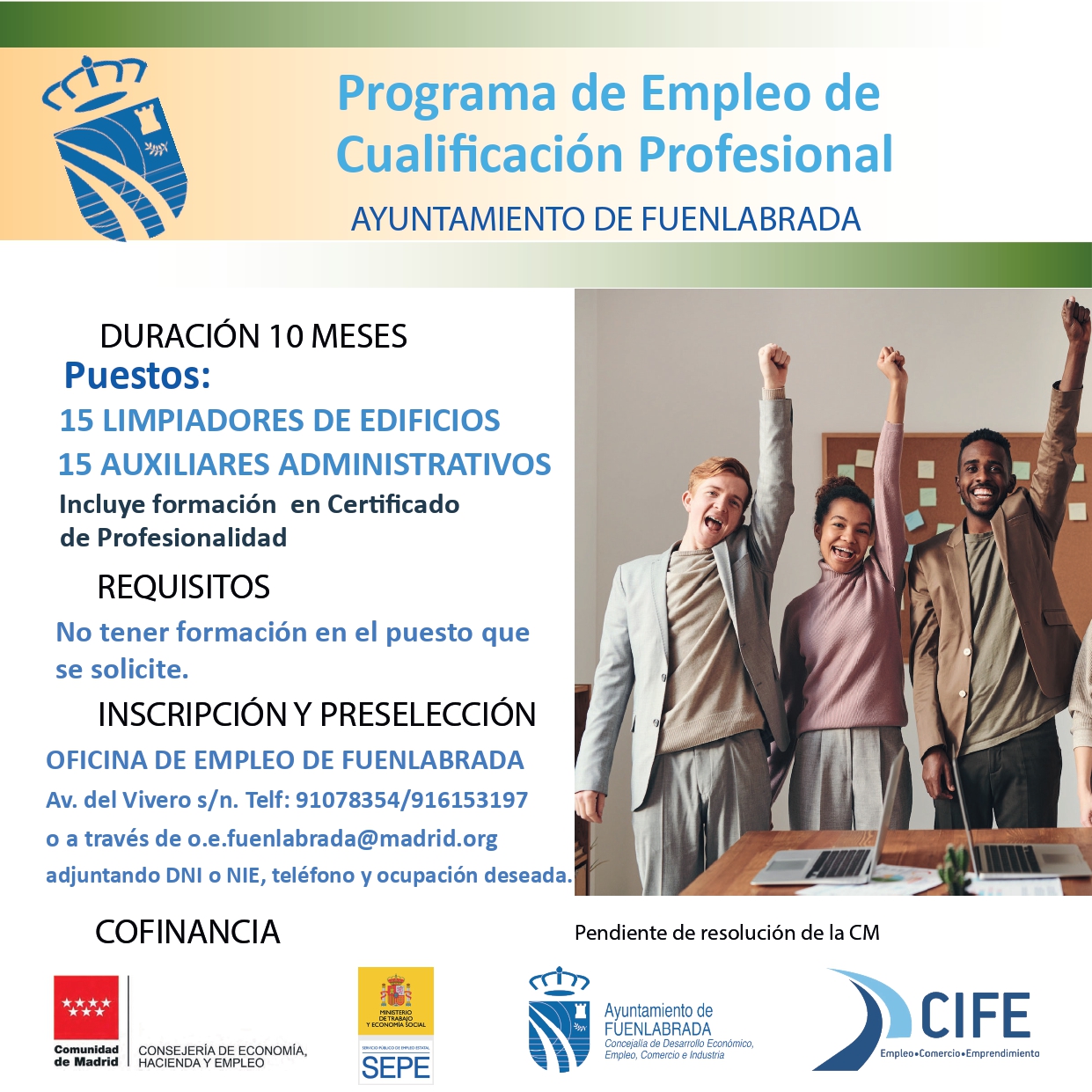 Cartel con información acerca de requisitos e inscripción