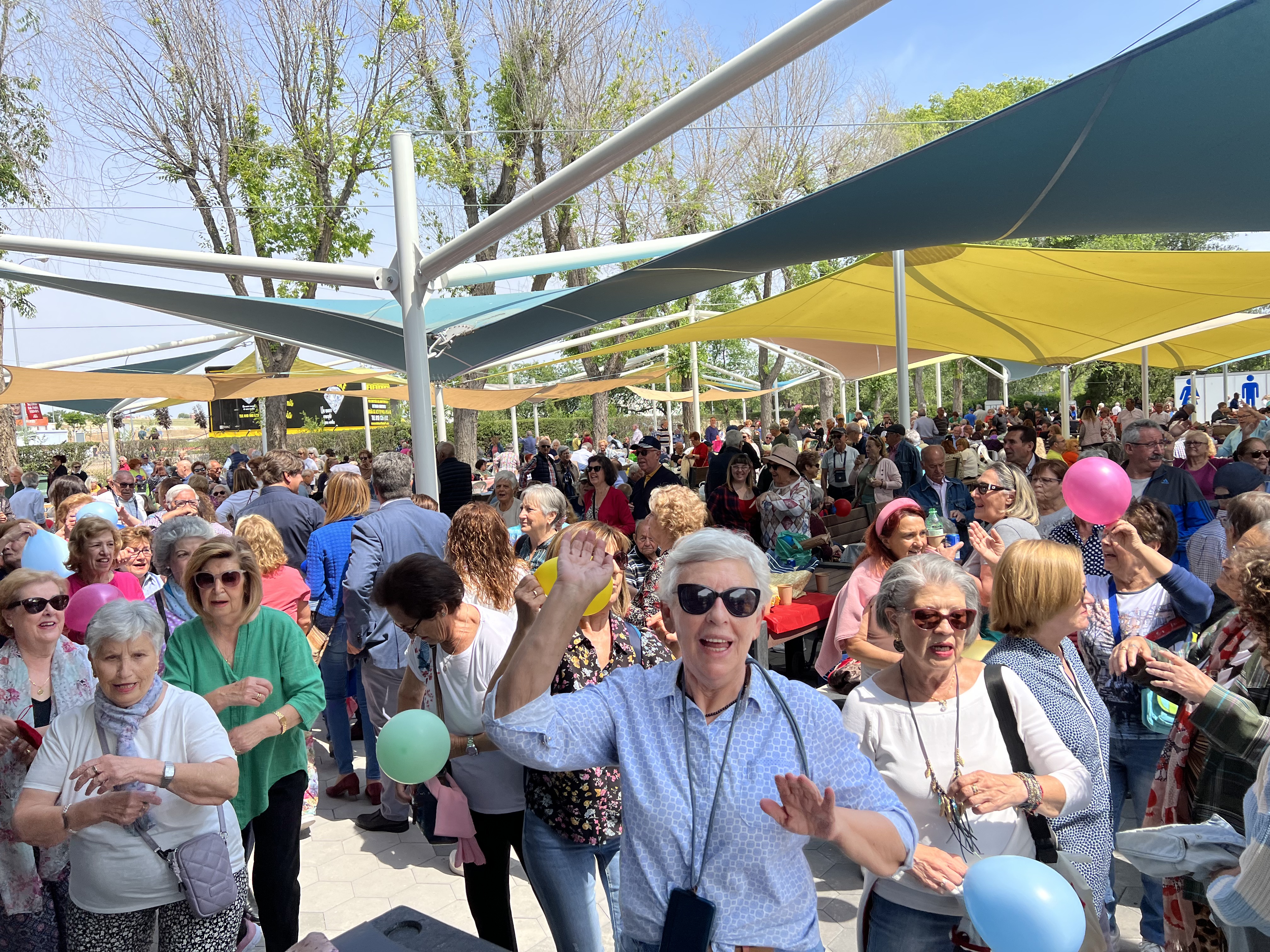 Personas mayores de fiesta al aire libre 