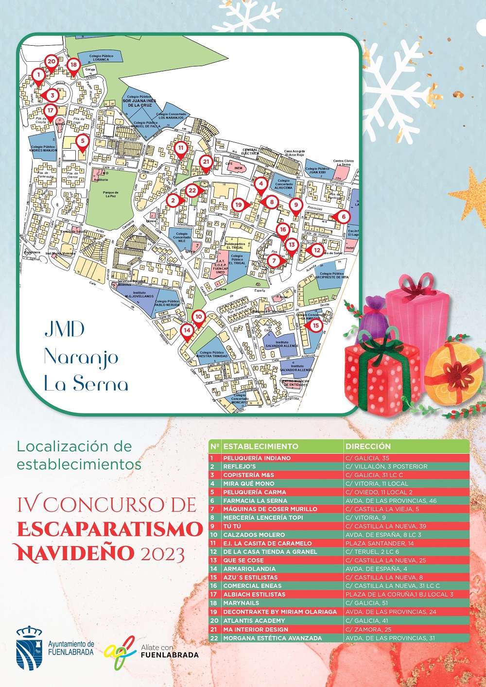 Plano de localización de establecimientos en la JMD Naranjo-La Serna