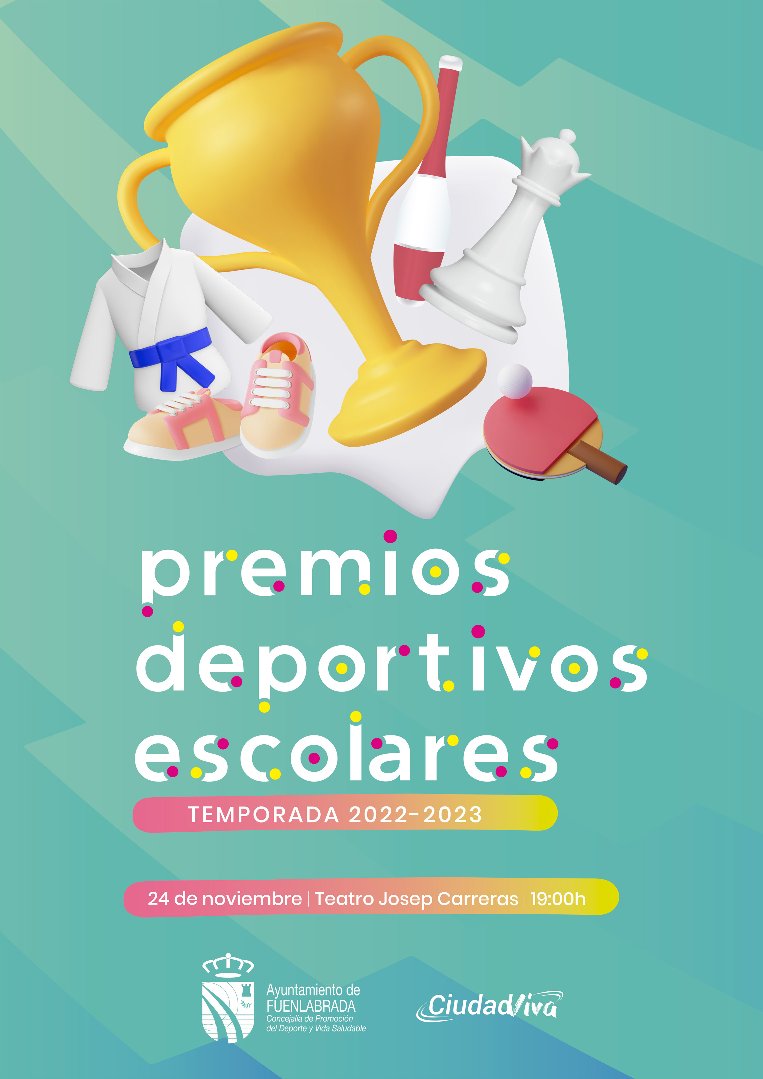 Cartel con el dibujo de un trofeo deportivo 
