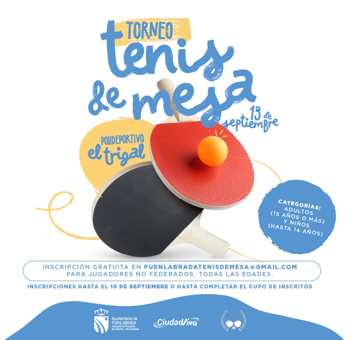 Cartel del Torneo de Tenis de Mesa de Fiestas Fuenlabrada