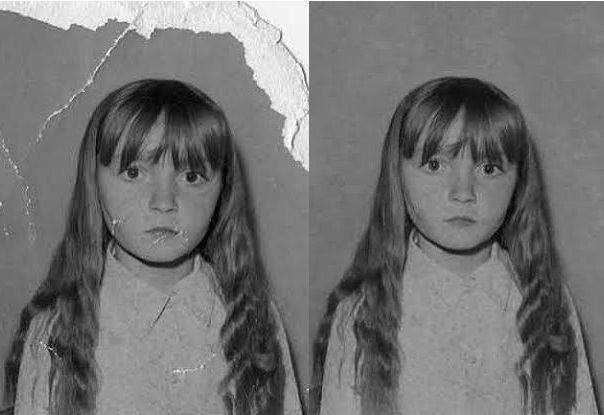 Dos fotografías, una restaurada y la otra no