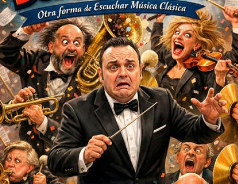 Director de orquesta con cara de loco