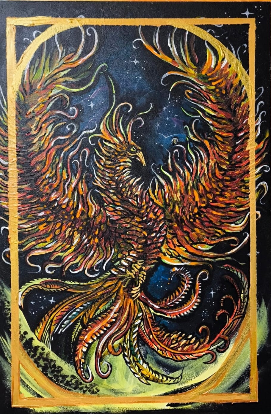 Ilustración de un ave fénix