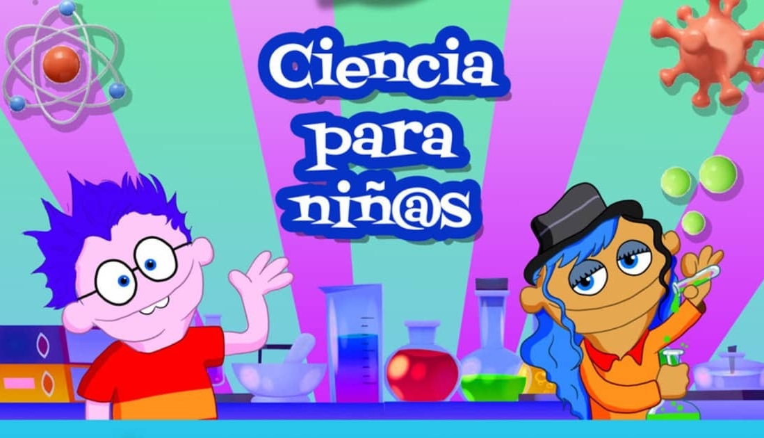 Detalle del cartel con la inscripción 'ciencia para niños'