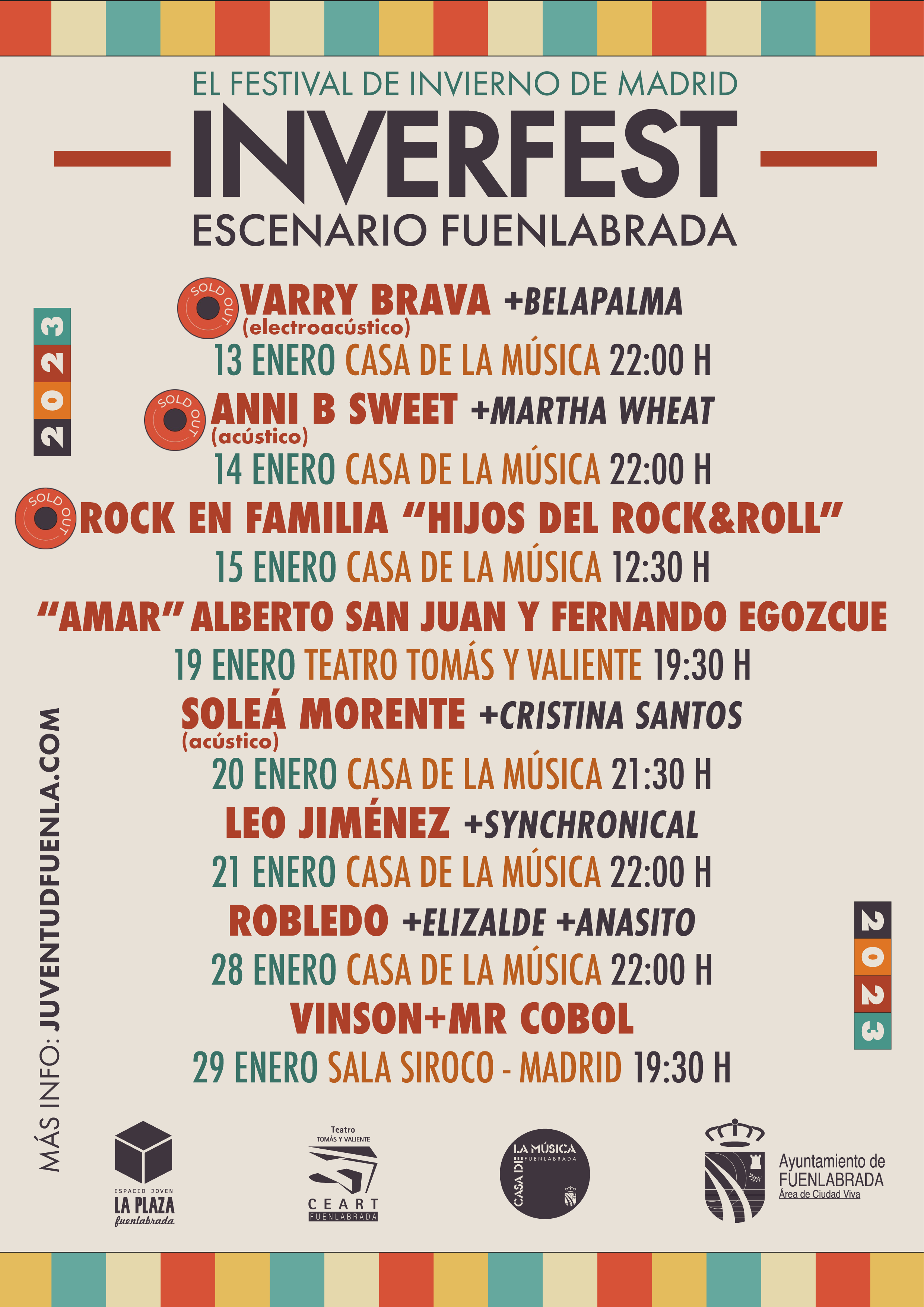 Cartel con las actuaciones del 'Inverfest' en Fuenlabrada