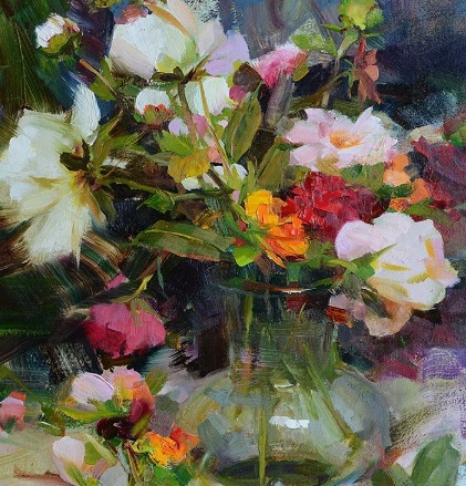 Cuadro de flores hecho al óleo