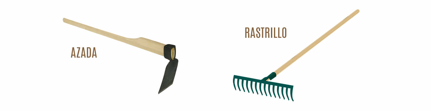 Azada y rastrillo