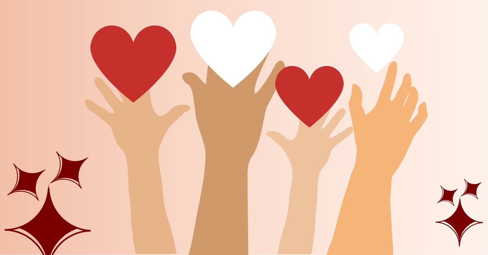 Ilustración de manos y corazones