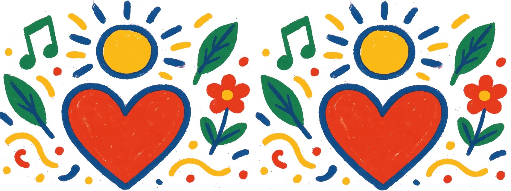 Ilustración con soles y corazones