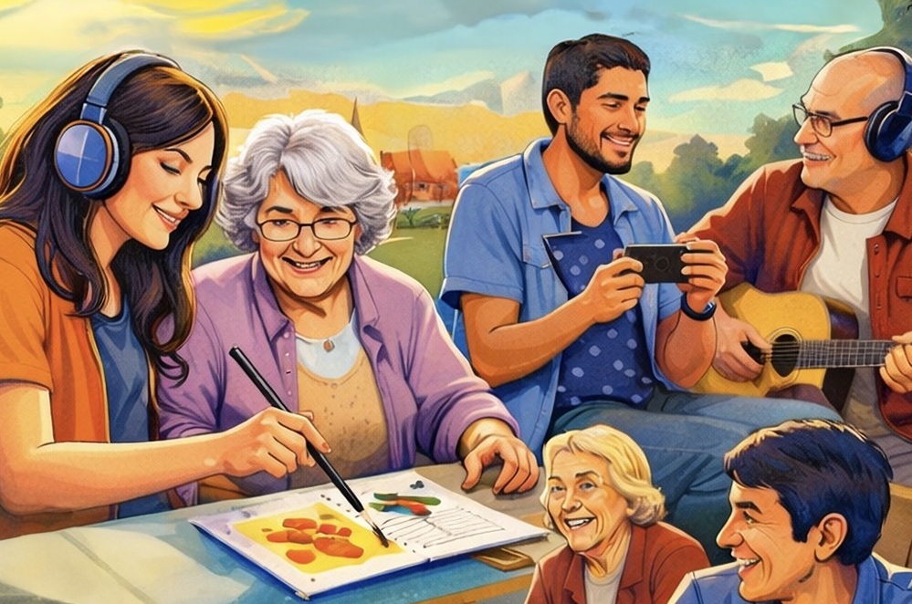 Jóvenes y mayores compartiendo actividades