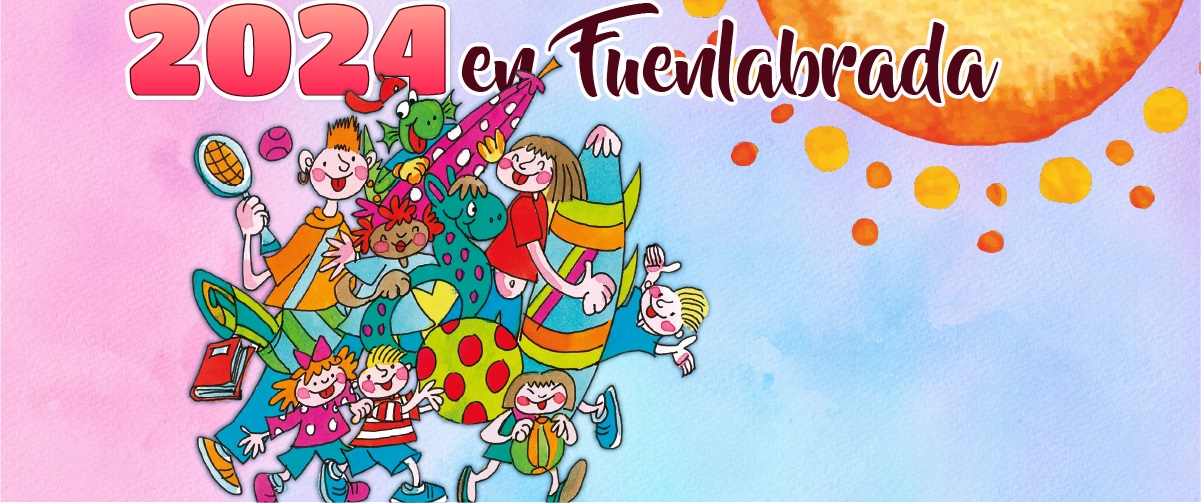 Detalle del cartel con una ilustración de niños con pelotas, flotadores y sombrillas