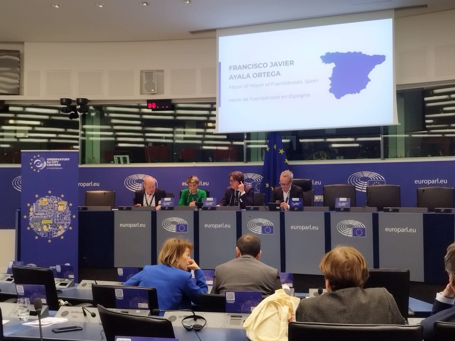 Javier Ayala durante su participación en el  Observatorio Europeo del Centro Urbano en el Parlamento Europeo