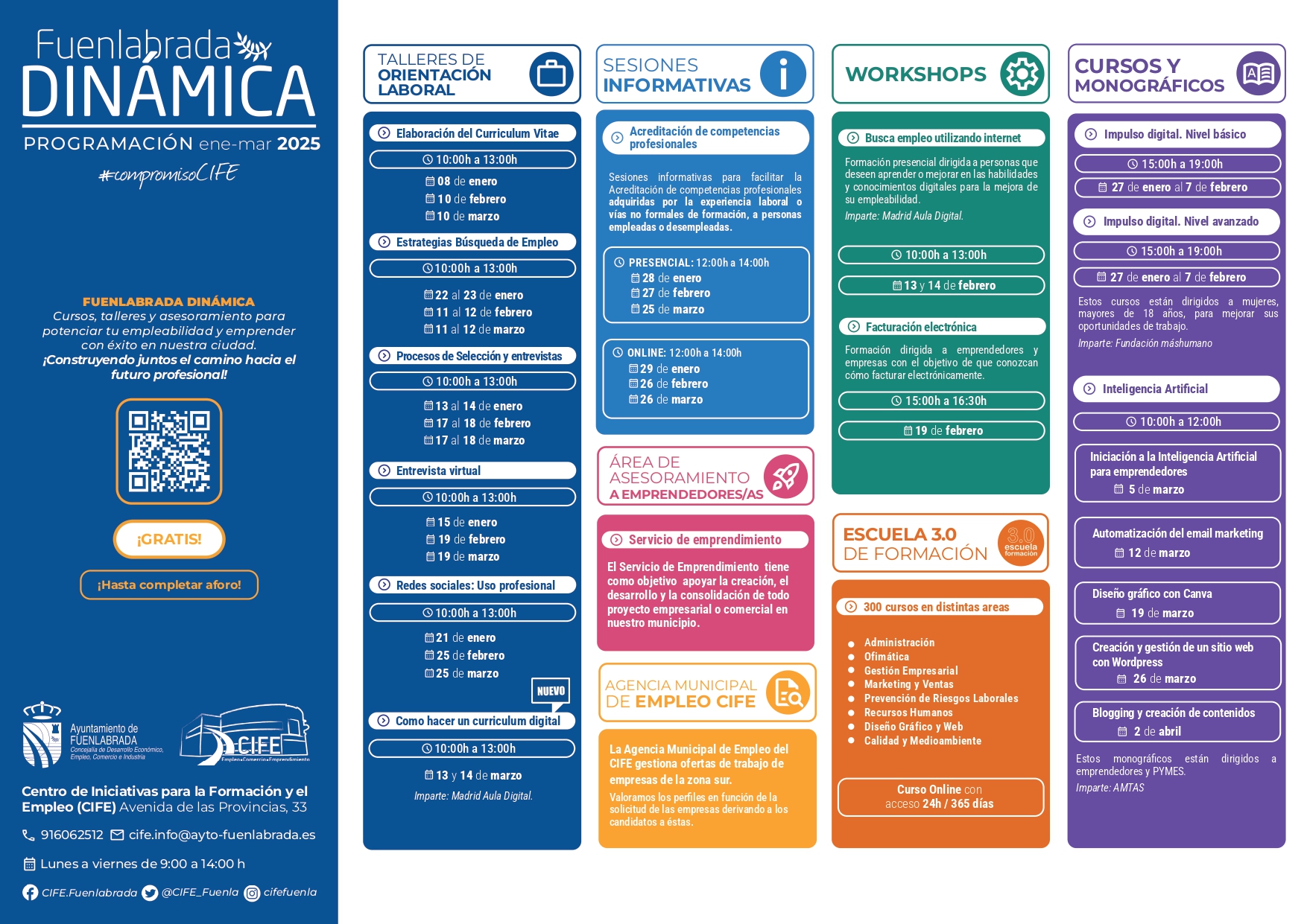 Cartel con cursos