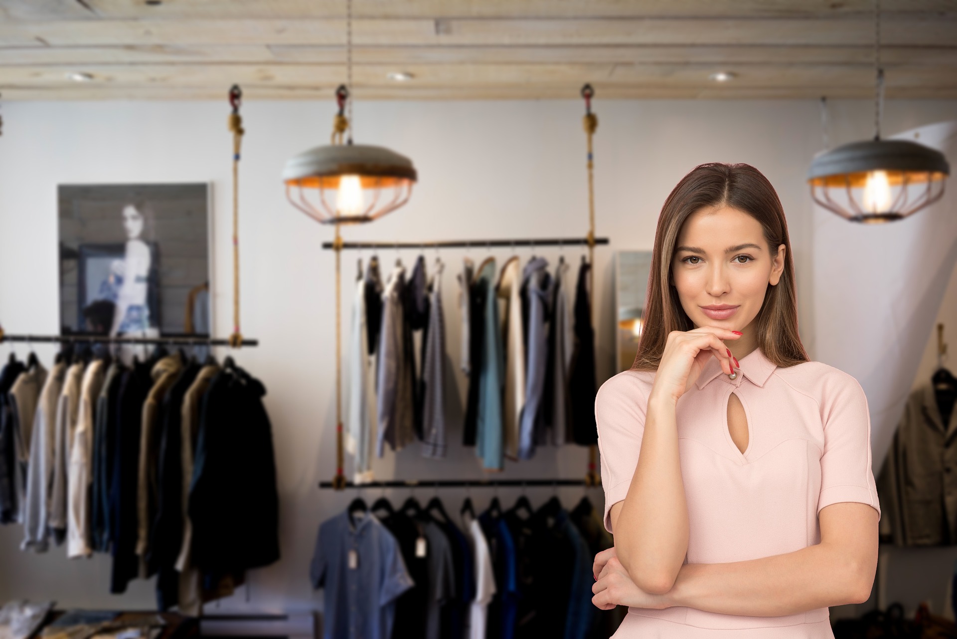Mujer en una tienda de ropa