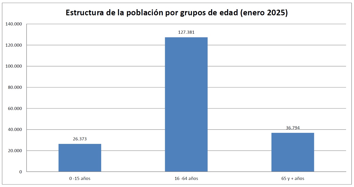 Estructura de la población por grupos de edad (enero 2025)