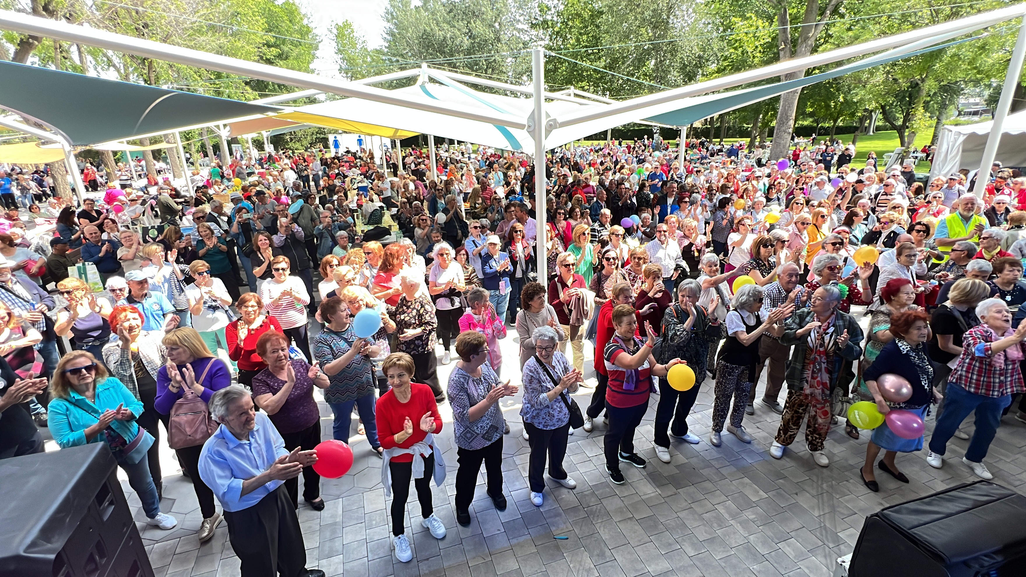 Hombres y mujeres mayores en una fiesta al aire libre