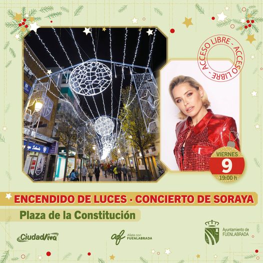 El viernes arranca la Navidad en Fuenlabrada con el encendido navideño y el concierto de Soraya