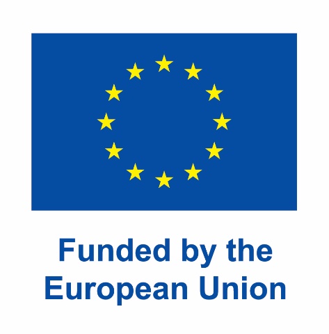 Bandera de la Unión Europea y texto: Funded by the European Union